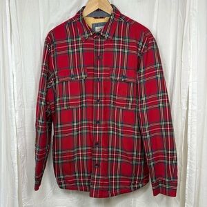 L.L. Bean Red Plaid Quilted Shirt Shacket Primaloft‎ Size M Reg Slightly Fitted
